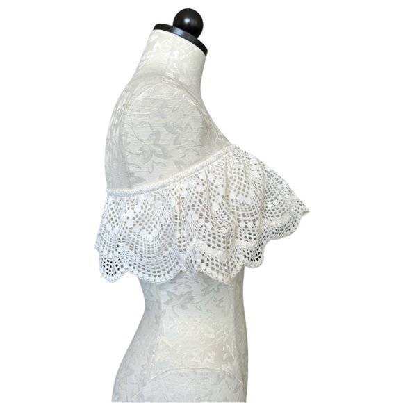 Victoria’s Secret Cream Eyelet Lace Bandeau Bralette Scalloped Strapless Size L - Picture 5 of 12